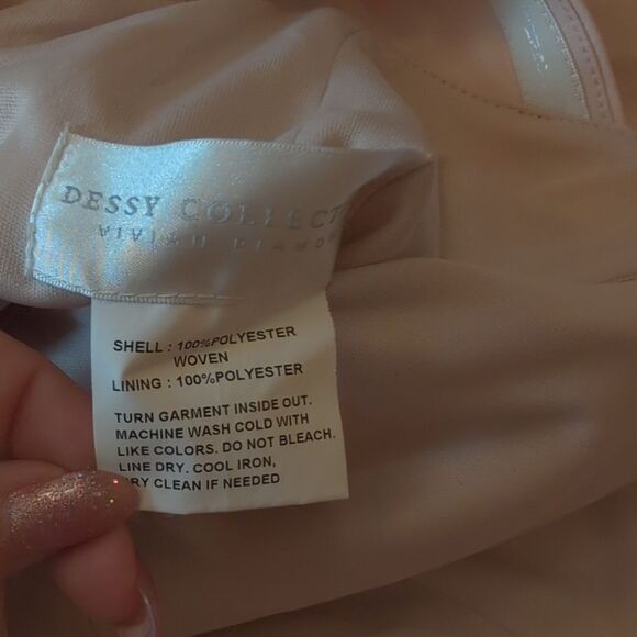 NWT Dessy Collection Off-Shoulder Light Pink Maxi Dress 3012 Cross Back Size 8 - Picture 12 of 15